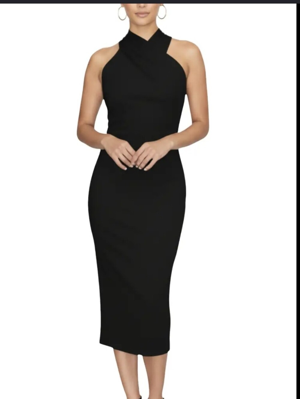 RACHEL Rachel Roy Black Crossover Halter Midi Skirt